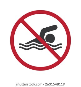 Isolated prohibition sign do not swim for pool, water area, lake, beach, sea danger precautions