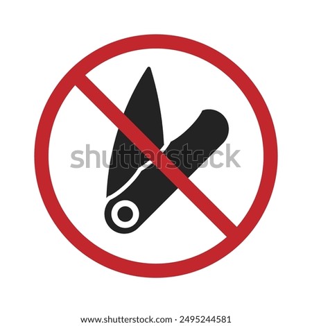 Isolated prohibition sign do not use folding knife, blade, sharp tool