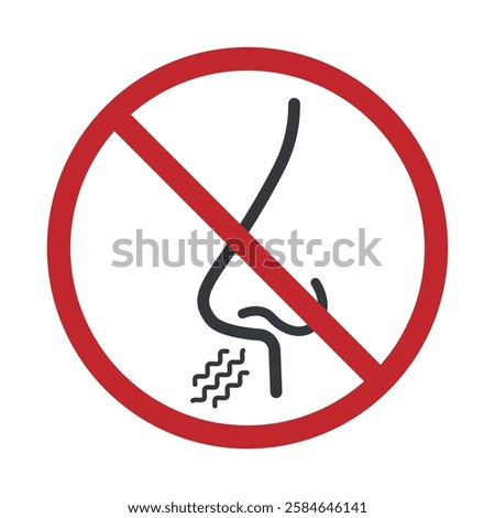 Isolated prohibition sign : do not breath, no smell, highly polluted air condition sign