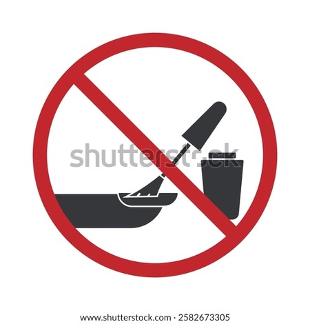 Isolated prohibition sign indicating no nail polish allowed, representing restriction on cosmetic use in certain areas