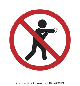 Isolated prohibition sign, no bullying, no violence, do not fight, no boxing stick figure