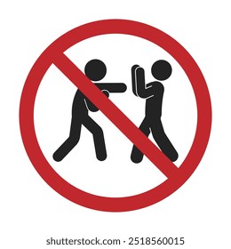 Isolated prohibition sign, no bullying, no violence, do not fight, no boxing stick figure