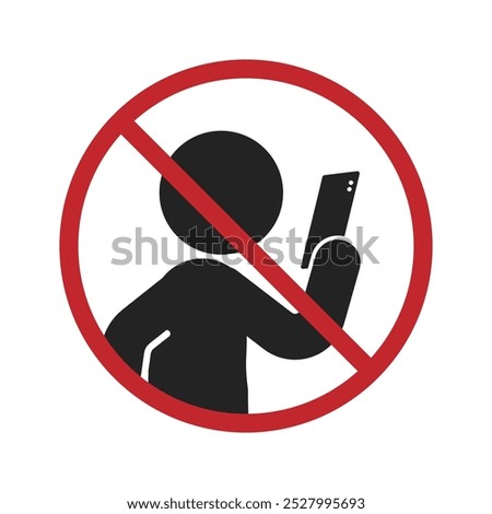 Isolated prohibition sign No phone . No talking and calling icon. Red cell prohibition. Vector black illustration in man calling with signal phone and red circle cross out, gas station safety sign