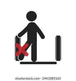 Isolated prohibition sign of pinch leg on escalator, for keep away feet safety sign