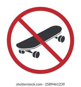 Isolated prohibition sign : skateboard is not allowed, do not use longboard for safety purpose