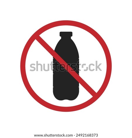 Isolated prohibition sign to use plastic bottle, cup and bag, for ecological and plastic trash bin icon