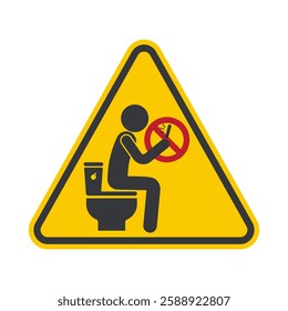 Isolated prohibition sing to use cellphone, phone, mobile phone on toilet, WC, bathroom, restroom