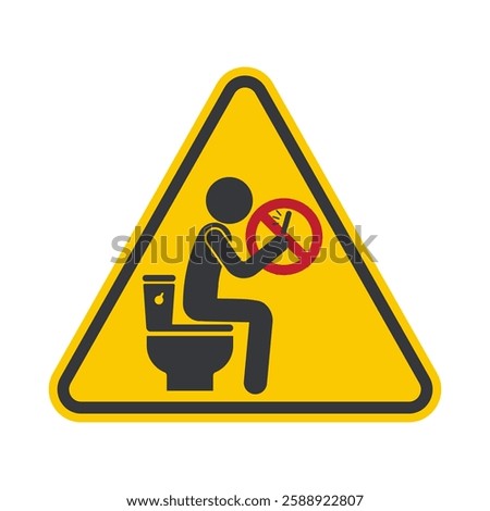 Isolated prohibition sing to use cellphone, phone, mobile phone on toilet, WC, bathroom, restroom