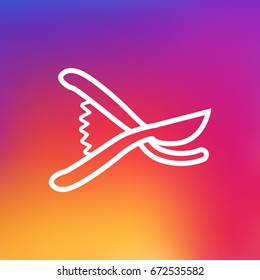 Isolated Pruner Outline Symbol On Clean Background. Vector Secateurs Element In Trendy Style.