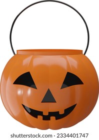 isolated pumpkin bucket. 3d halloween bucket vector