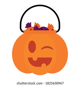 Isolated pumpkin candys halloween october scary icon- Vector