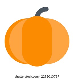 Calabaza aislada en icono plano sobre fondo blanco. Frutas, hortalizas, alimentos sanos, jardinería, agricultura, primavera, otoño