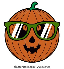 Isolated pumpkin icon with glasses on a white background, vector illustration