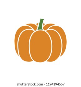 Isolated Pumpkin Icon. Halloween, Holiday, Autumn, Harvest Sign. Vector Illustration.
