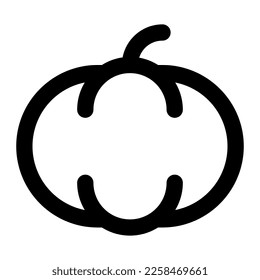 Isolated pumpkin in outline icon on white background. Fruit, vegetable, healthy food, gardening, farming, spring, autumn