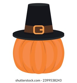 Calabaza aislada con icono de sombrero peregrino Ilustración vectorial