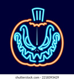 Isolated pumpkin scary neon hallowen vector illustration