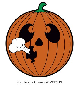 Isolated pumpkin smoking on a white background, vector illustration
