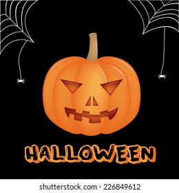 an isolated pumpkin and text on a black background