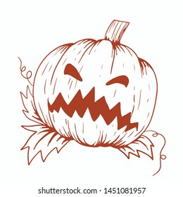 Isolated pumpkin vector illustration for Halloween poster, print, card, design element