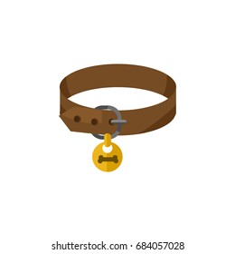 Isolated Puppy Collar Flat Icon. Hound Necklace Vector Element Can Be Used For Puppy, Dog, Collar Design Concept.