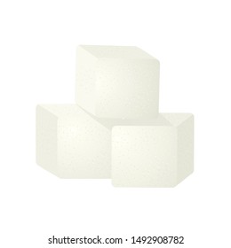 Isolated pure piece of sugar vector illustration. Sugar cane industry and its derivatives.