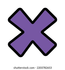 Isolated purple 60s groovy cross icon Vector