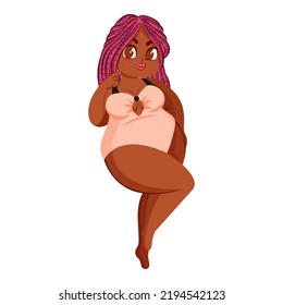 Isolated purple hair body positive vector illustration