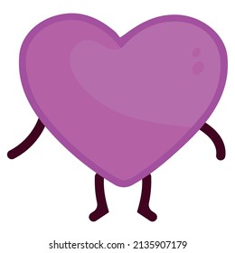 Isolated Purple Heart Icon Character Vector