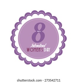 Isolated purple label for women's day. Vector illustration