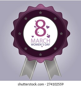 Isolated purple label for women's day. Vector illustration