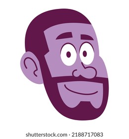 Isolated purple Man face barve hair comic people vector Illustration