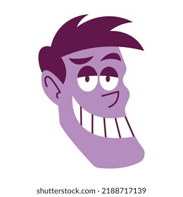 Isolated purple Man face short hair comic people vector Illustration