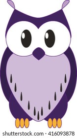 isolated purple owl, vector illustration