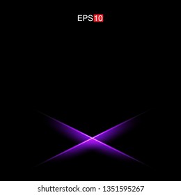 isolated purple Rays with lens flare, Sun flare, flare on the black background. Transparent Vector Illustration