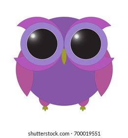 Isolated purple round owl