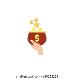 Isolated Purse Flat Icon. Currency Vector Element Can Be Used For Purse, Currency, Money Design Concept.