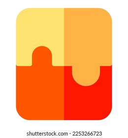Isolated puzzle in flat icon on white background. Teamwork, integration, business strategy, solution