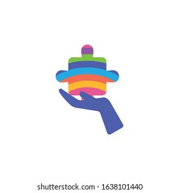 Isolated puzzle with hand, flat style icon vector illustration design