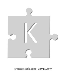 Isolated puzzle with letter K