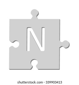 Isolated puzzle with letter N