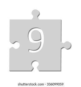 Isolated puzzle with number 9