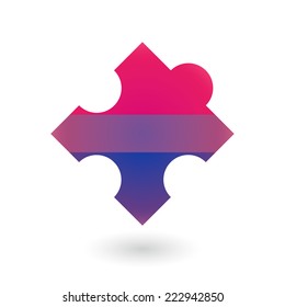 Isolated puzzle piece with a bisexual pride flag