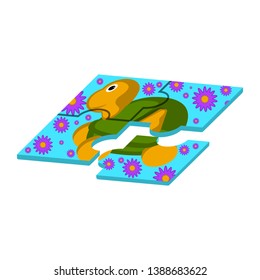 Isolated puzzle toy of turtle shape car - VEctor