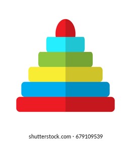 Isolated pyramid stack toy on a white background, Vector illustration