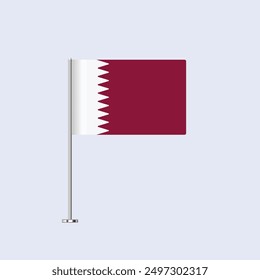 Isolated Qatar Table Flag on Pole, Qatari Flag Vector Design for Print and Web