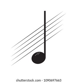Isolated quarter note on a pentagram
