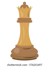 Isolated queen piece on a white background, Vector illustration