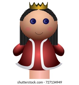 Isolated queen puppet on a white background, Vector illustration