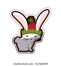 Isolated rabbit of Christmas sesaon 